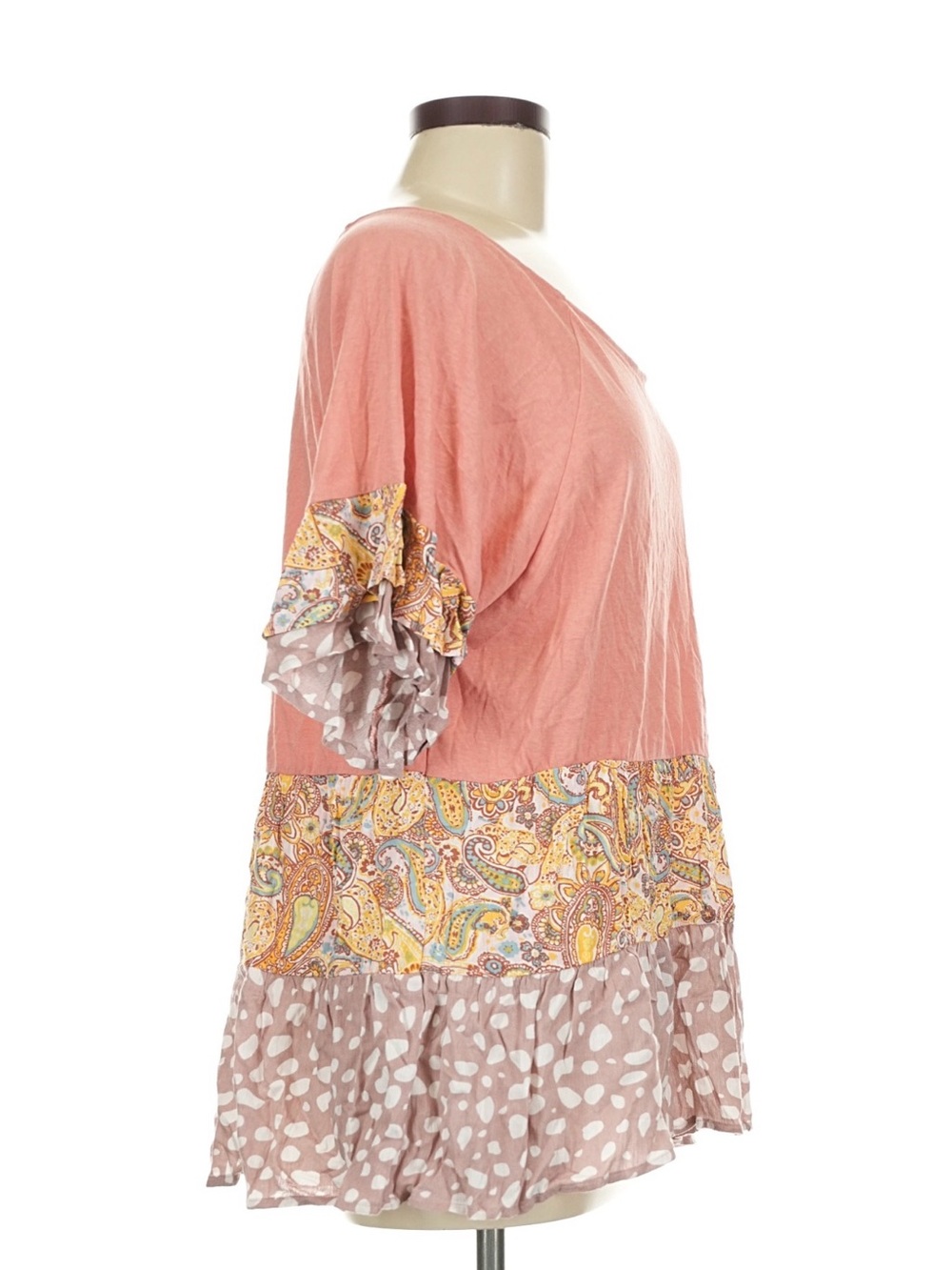Umgee Boho Mixed Pattern Ruffle Top ☀️ - Picture 4 of 4